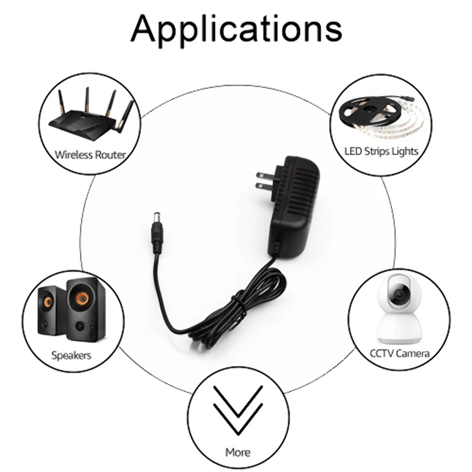 AC 100-240V to DC 12V 2A Power Supply Adapter Heavy-Duty LED Light Strip 24W SMD - Image 3 of 3