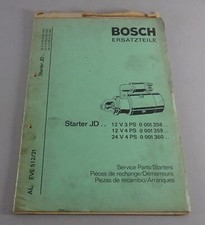 Parts catalogue Bosch starter JD... status 09/1972