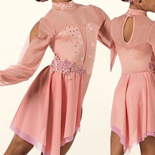 WEISSMAN Elite Dance Costume pink I'M WITH YOU 14106 rhinestone leotard child LC