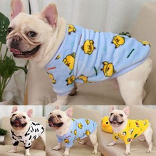Dog Print Flannel Hoodie Coat Winter Warm Pet Clothes French Bulldog Sweatshirt