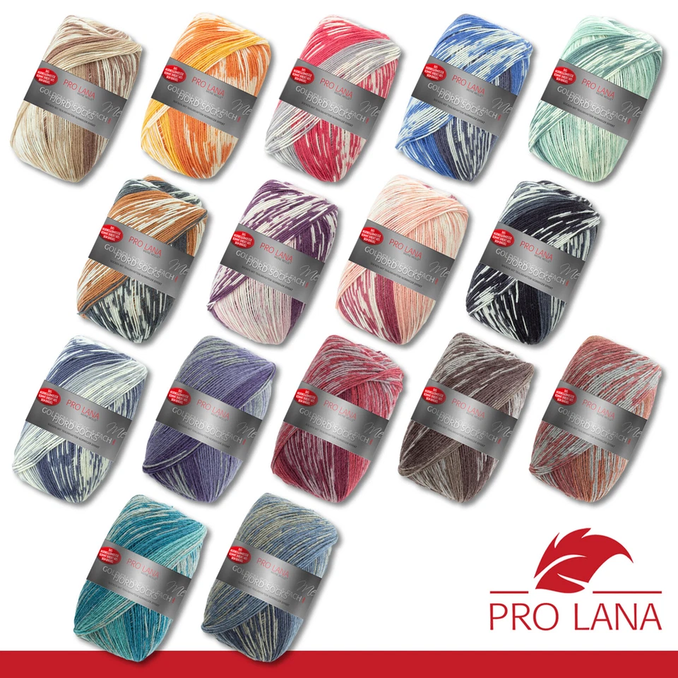 Pro Lana 100 g Golden Socks 4-fach Fjord Socks Sockenwolle Garn 16 Farben
