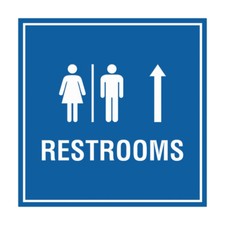Square Restrooms Up Arrow Wall or Door Sign