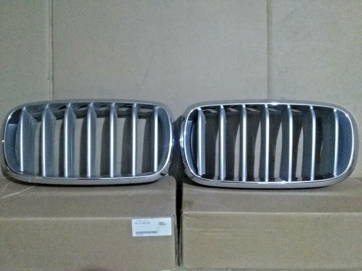 ORIGINAL BMW X5 F15 Front Radiator Titanium Kidney Grilles PAIR  