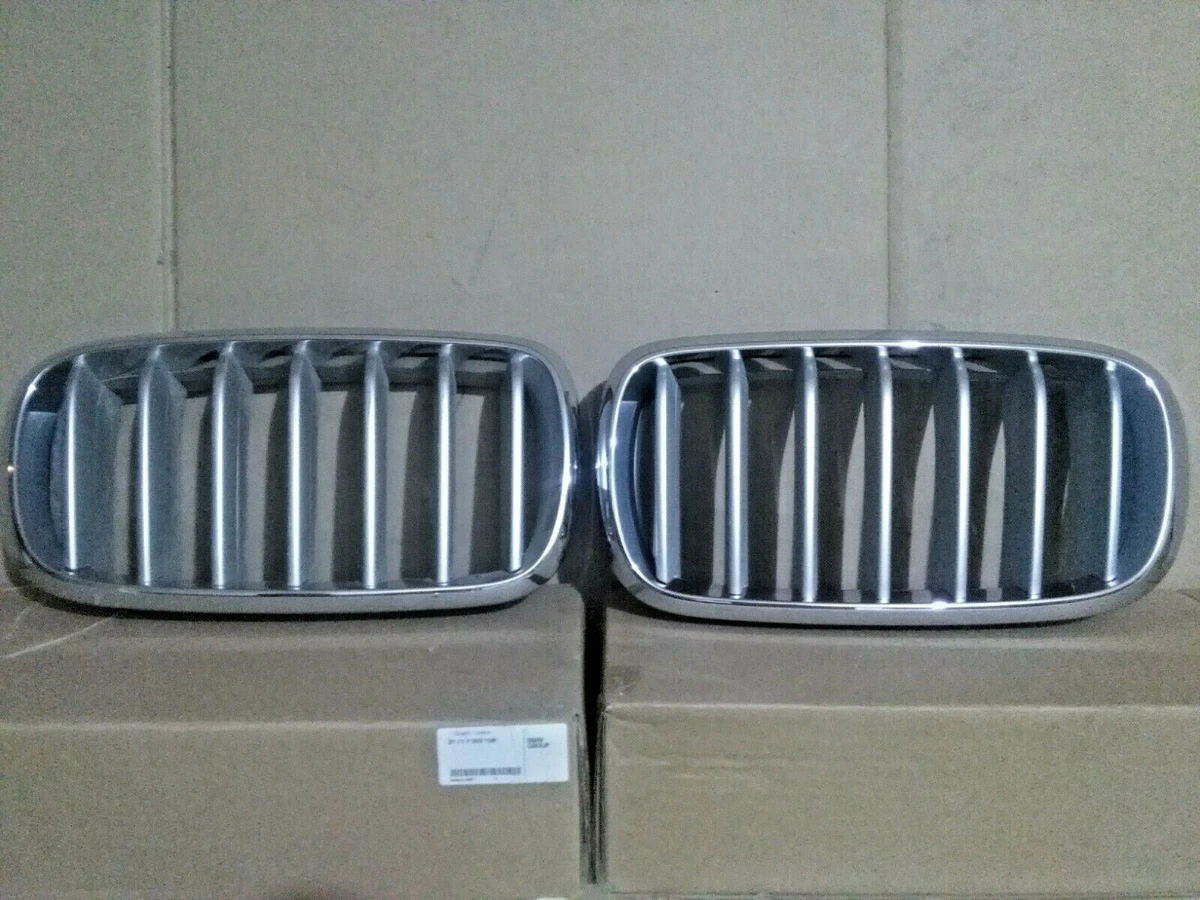ORIGINAL BMW X5 F15 Front Radiator Titanium Kidney Grilles PAIR  