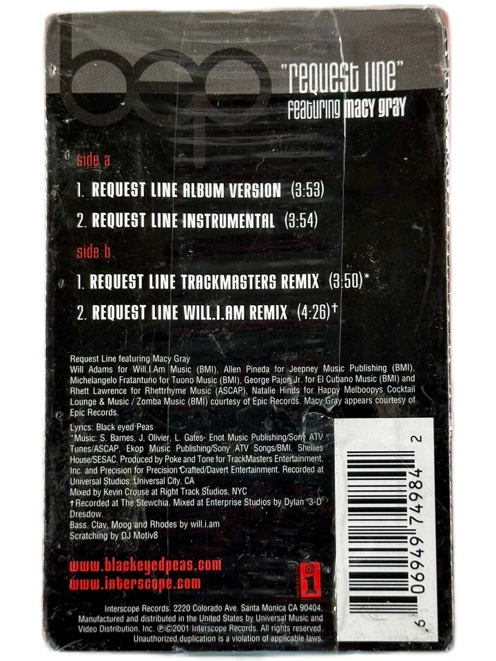 THE BLACK EYED PEAS Request Line Cassette Tape Demo New Sealed Rare Demo 2001 - Image 2 of 3