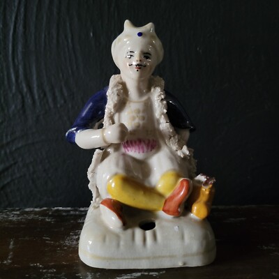 Antique Staffordshire 'Seated Turk' Pen Holder, Ottoman Sultan c. 1860