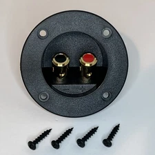 Round Speaker Wire Terminal Cup Gold Plated 8 AWG Bind Post Polarity w/ Hardware