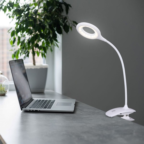 Klemmleuchte Schreibtischleuchte Tischlampe Touchdimmer Led Akku Beweglich 49 Cm-image