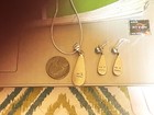 Native American Sterling Silver Zuni pendant & post earrings turquoise onyx opal — photo 6