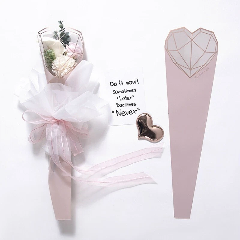 20 Sheets Diamond Heart Florist Flower Wrap Paper Bouquet Film Waterproof - Image 4 of 4