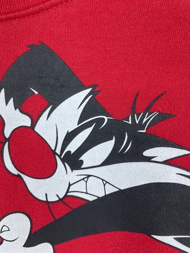Sudadera Roja Vintage Looney Tunes Taz Silvestre Tweety Cuello Redondo Marciano XS - Imagen 3 de 12
