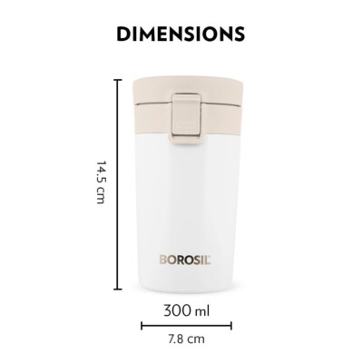 Borosil Coffeemate Tasse Isotherme Avec Couvercle, Tasse à
