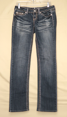 Antique Rivet Jeans Rhinestone Studs Bling Blue Denim Low Antique Rivet Jeans Rhinestone Studs Bling Blue Denim Low