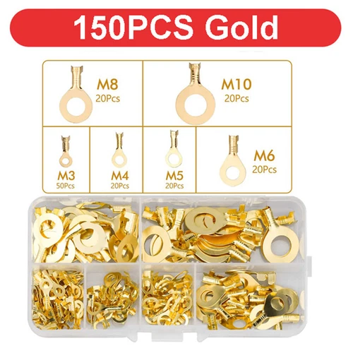 300-tlg Set Ringkabelschuhe Messing Crimp Ringösen Ringzungen Satz M3-M10 - Bild 3 von 15