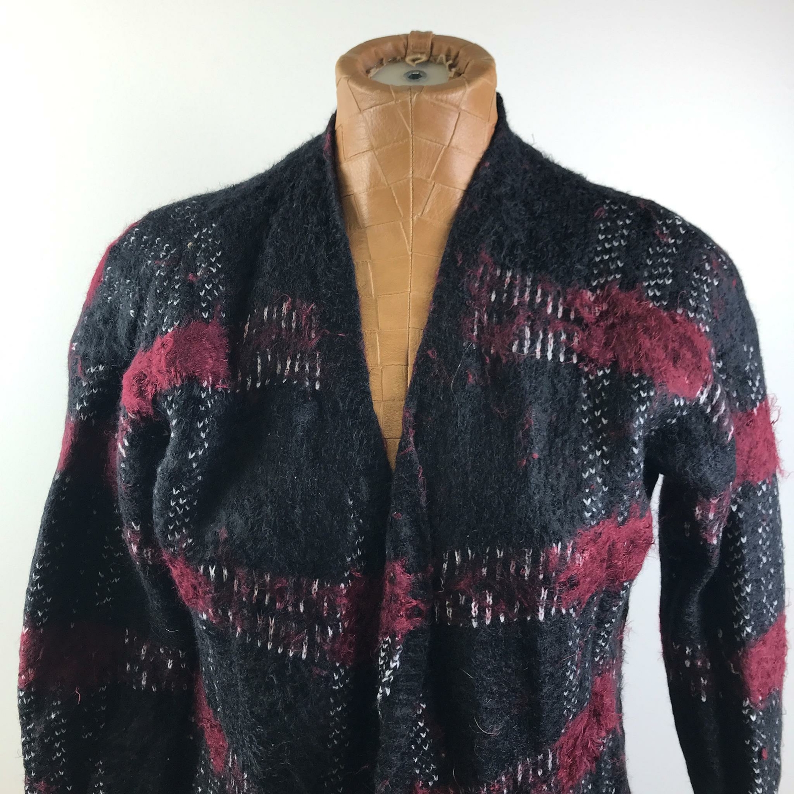 Black Plaid Cardigan Sweater 