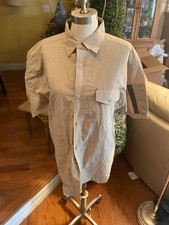 BC clothing Original Men's Beige Short Sleeve Shirt Button Up Sz. med.