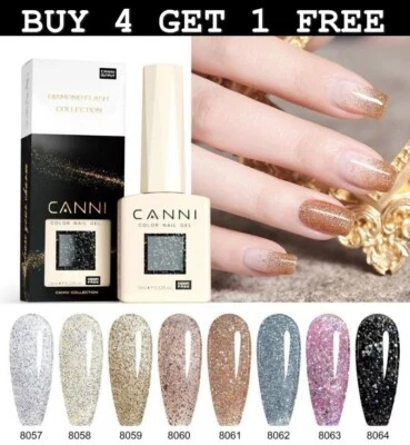 CANNI Hema Free Diamond Glitter Nagel Gel Lack 9ml Lack Soak Off UV LED Gel