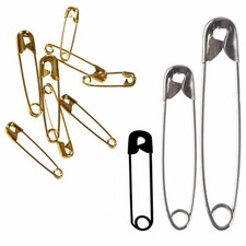 SAFETY METAL PINS SILVER BLACK GOLD SEWING COSTUME CRAFT DRESSMAKING MANY SIZES