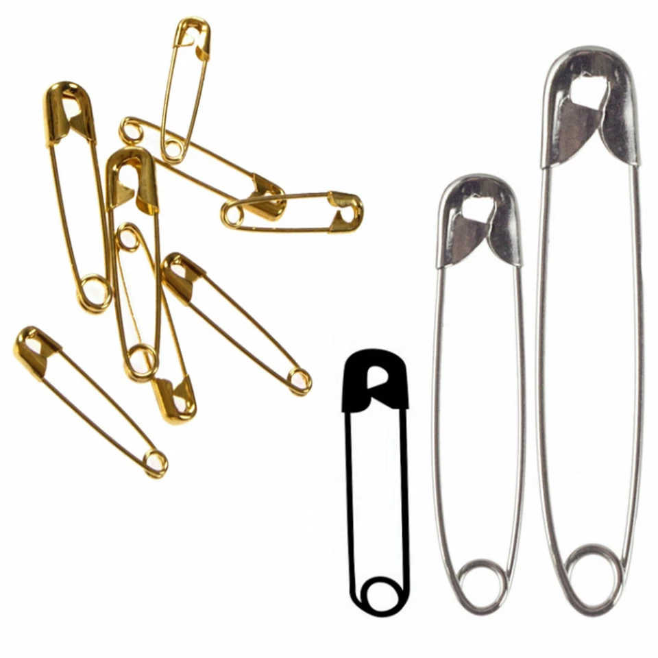 SAFETY METAL PINS SILVER BLACK GOLD SEWING COSTUME CRAFT DRESSMAKING MANY SIZES