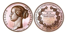 O756, France, 1867 Bronze Prize Medal of Sorbonne University, Eugenie Bonaparte
