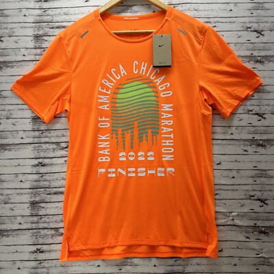 Nike Chicago Marathon 2022 Rise 365 Finisher Running Shirt DX4503-803 Mens Small