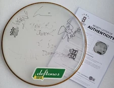 DEFTONES SIGNED DRUMHEAD BECKETT BAS LOA COA FULL LETTER AUTOGRAPHED CHI CHENG