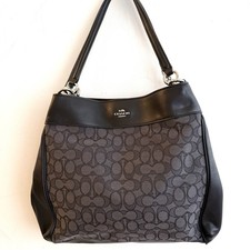 Image of NWT Coach Lexy Shoulder Bag Outline Signature F57612 BLACK Silver HWARE