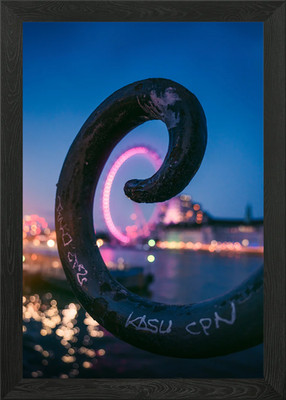 London Eye Through a Railing Bokeh gerahmtes Wandbild Poster Leinwanddruck Bild