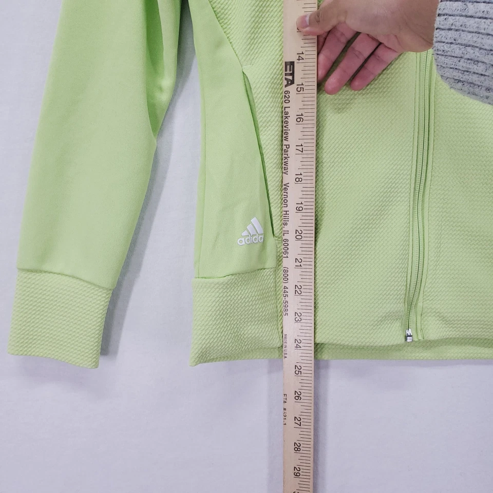 Adidas Lime Green Golf Jacket Sweater Women Size S Full Zip Embroidered Flower - Image 3 of 4