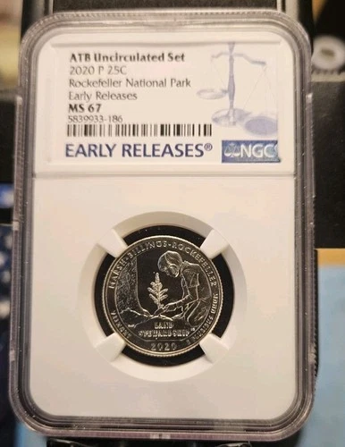 2020-P Rockefeller  Park Wasington QUARTER,  First Release NGC MS67