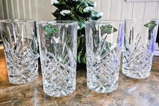 Shannon Crystal Drinking Glasses Set of 4 Highball 5 1/2" Tall 