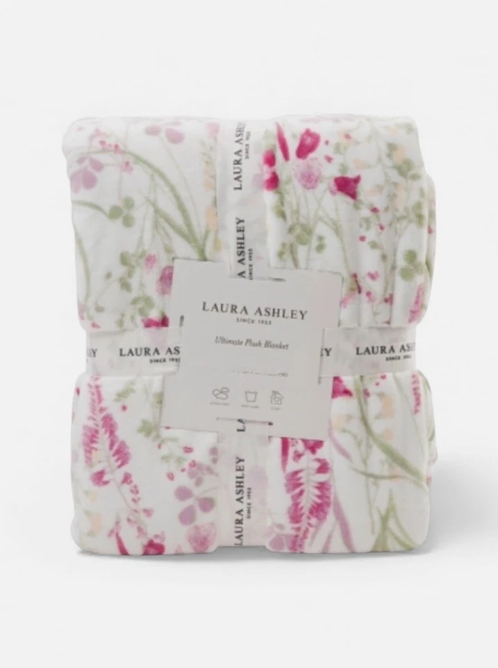 Manta de felpa Laura Ashley Wildflower Ultimate 90x90 REINA manta floral NUEVA Foto 2 de 2
