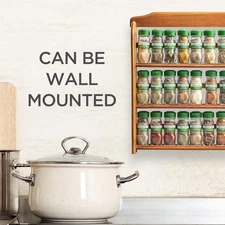 Three Tier Wood 24 Piece Organic Spice Rack Organizer with Spices Included, 2...