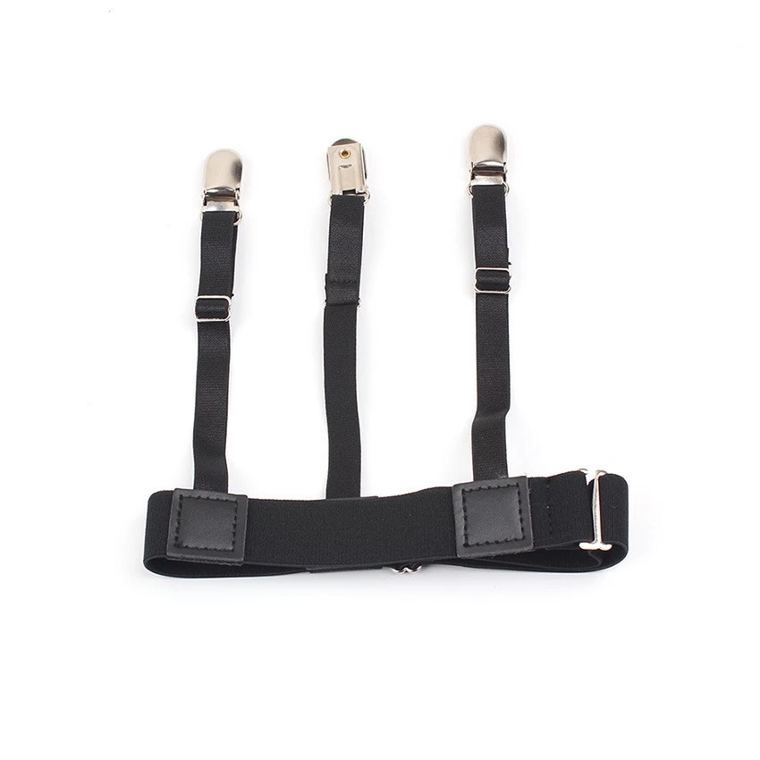 2 peças suspensório de camisa masculina anti-rugas perna laço cinto liga cinto de pinos triplos - Imagem 3 de 4