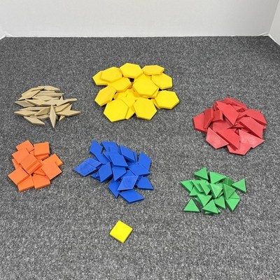 143 PLASTIC TANGRAM / PATTERN BLOCKS - Manipulatives (6 different shapes/colors)