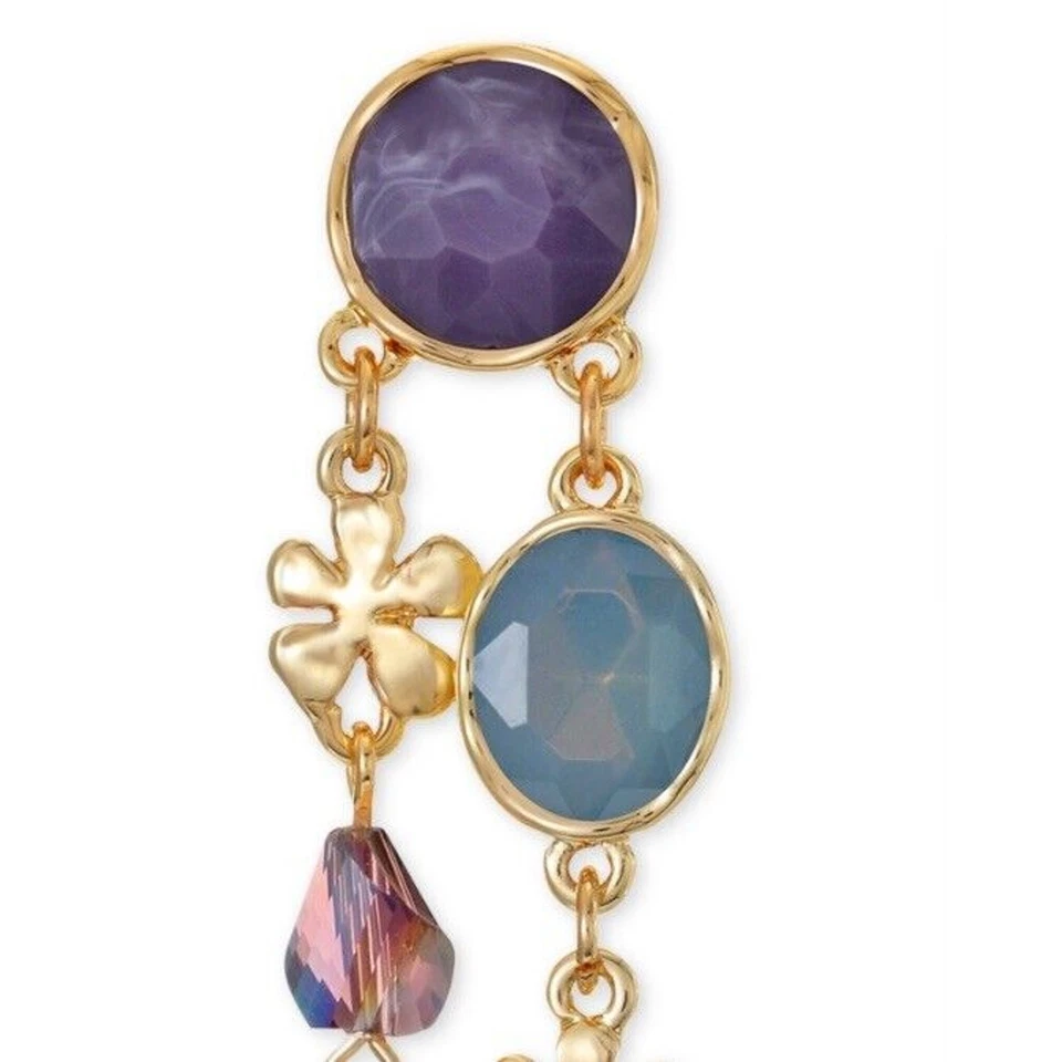 Pendientes colgantes de flores de cristal tono dorado elegantes impresionantes estilo elegante moda NUEVO Foto 4 de 4