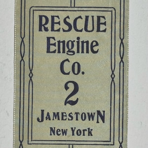 1910 Rescue Engine Co 2 Jamestown NY at Fredonia Convention Ribbon 6.75"H GRAY