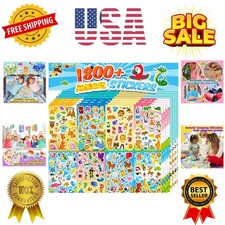 64 Sheets Stickers for Kids, 1800 pcs Animal Sticker, 16 Animal Themes Water ...