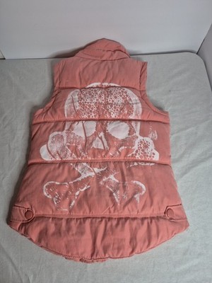 Custom Y2k Style Pink Puffer Vest With Custom Screen Print Skull S No Size