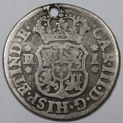 RARE Monnaie Argent, 1 Real 1770 JR Charles III - BOLIVIA - Photo 1/2