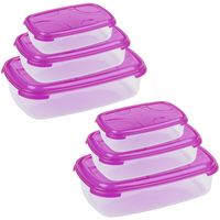 2X 3-Teilige Rechteckige Frischhaltedose Deckel BehäLter Aufbewahrungsbox Pink