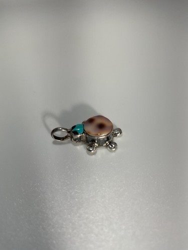 Zuni Agate Turtle Shell and Turquoise Turtle Pendant (CJL060708)