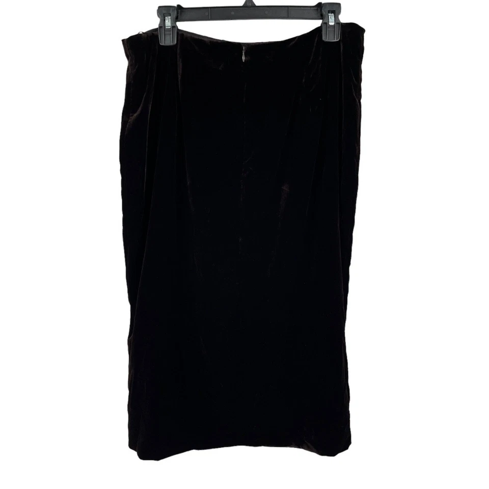 Theory Skirt Slit Pencil Skirt in Stretch Velvet brown size 14 - Image 3 of 4
