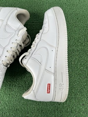 Size 11.5 - Nike Air Force 1 x Supreme Low Box Logo - White CU9225