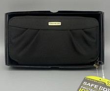 Travelon Safe ID Black wallet RFID Blocking Vinyl New With Tags Purple Interior