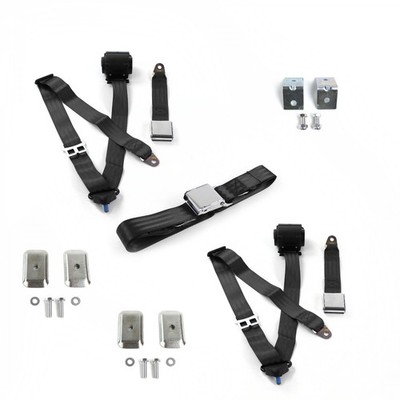 Chevy Truck 1935 - 1940 Airplane 3pt BK Bench Seat Kit w/Brackets 3 Belts  