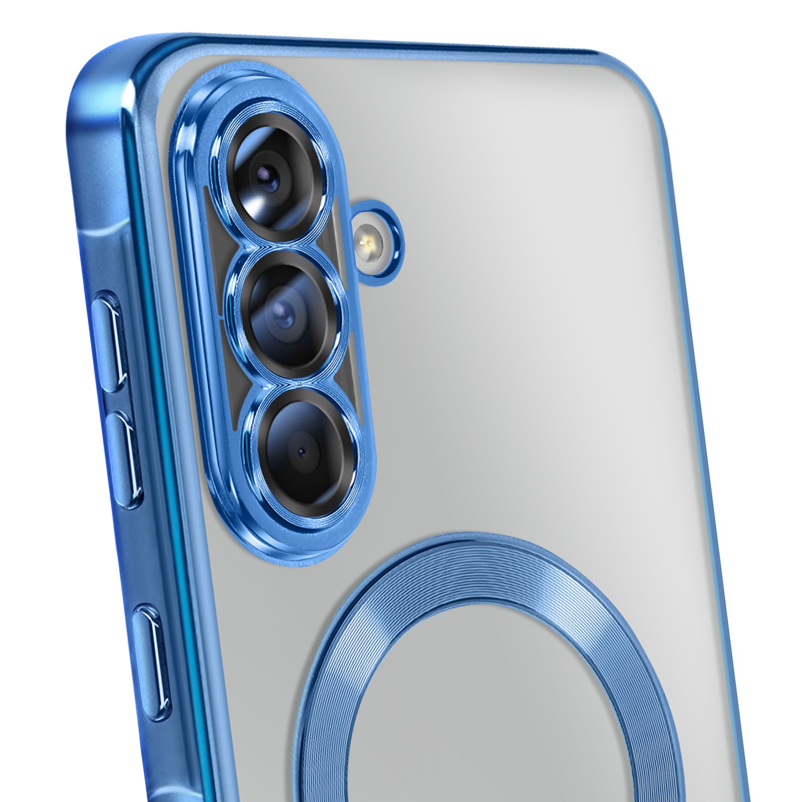 Coque Galaxy A56 bleu chrome avec protection antichoc élégante