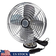 12v Metal Truck Fan Dash Mount Vintage Chrome 2-speed Electric Cooling Accessory