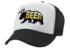Beer Bear with Antlers Adjustable Snapback Trucker Hat Cap