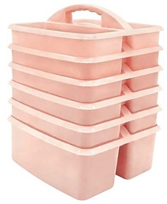  Blush Portable Plastic Storage Caddy 6-Pack for Classrooms, Kids Room, and 
